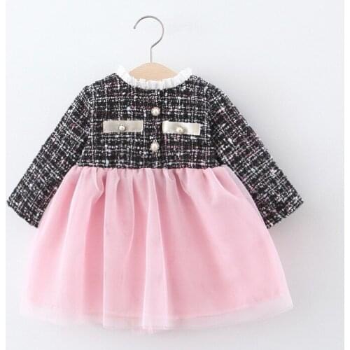 2021 Autumn Winter New Toddler Little Fragrant Dress Baby Girl Stitching Princess Dress For Girls Long Sleeve Dress Baby Costume