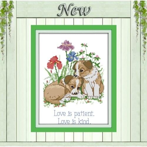 Everlasting love dogs Paintings animals Counted Printed on canvas DMC 14CT 11CT DIY Cross Stitch Embroidery Sets Needlework Kits