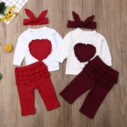 0-3T Toddler Baby Kids Girls Outfit Long Sleeve Autumn T Shirt Tops Pants Clothes + Butterfly Headband Set