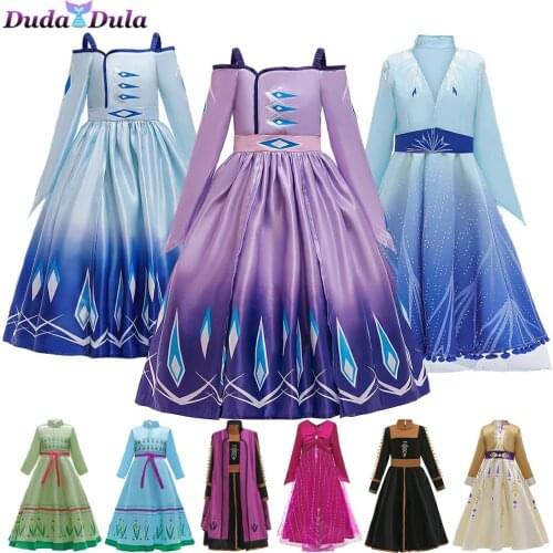 Costume for Teen Snow Queen 2 girls Birthday Costume New Year dress party Fantasia kids Clothing set Girls Cosplay