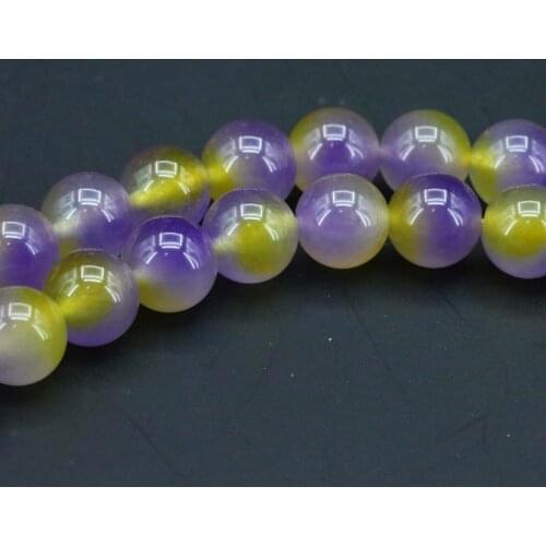Beautiful Grape Stone Chalcedony Purple&yellow Round Shape 10mm Loose Beads DIY Accessories Wholesale Women Jewelry Making 15
