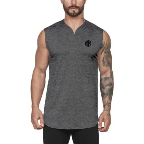 Mens Casual Workout Tank Top Musculation Gym Running Clothing Bodybuilding Fitness Singlets Training Sleeveless V-Neck Vest
