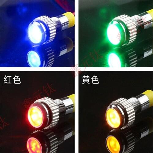 Metal indicating light 6 8 10 12 16mm 3-6v 12v 24v 220v red yellow blue green white pink led Waterproof cable power signal lamp