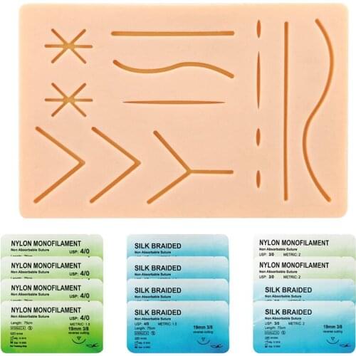 Suture Refill Kit, with Pre-Cut Wounds & Various Suture Threads and Needles, Starter Practice Suture Training Kit