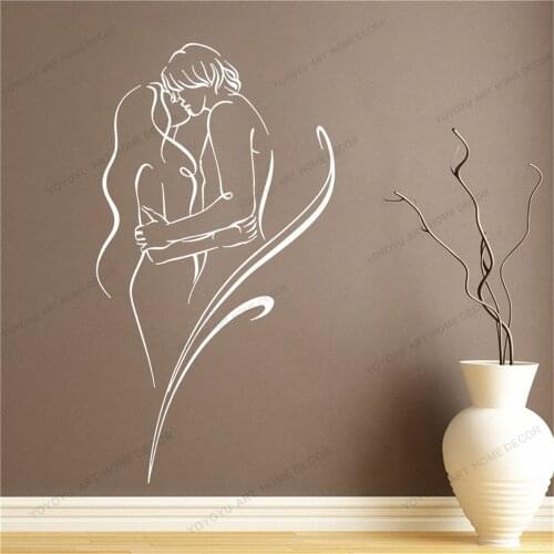 Love Sex Romance Naked Man And Woman Wall Stickers Vinyl Wall Decal Nordic Home Decoration Bedroom Decor Accessories CX1013