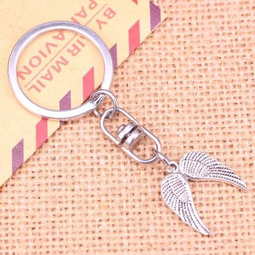 New Fashion Keychain 21x19mm angel wings Pendants DIY Men Jewelry Car Key Chain Ring Holder Souvenir For Gift