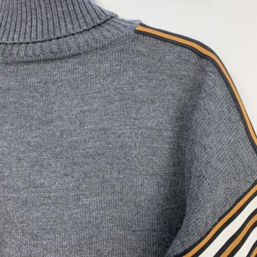 Womens Turtleneck Stripes Sweater Long Sleeve Casual Knit Top