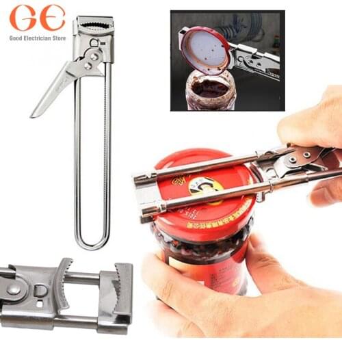 Jar Opener Adjustable Bottle Opener All-in-One Can Opener Stainless Steel All Jar Sizes Lid Twist Off for Weak Hands