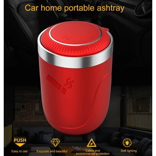 Car Ashtray with LED Light Push Type Auto Vehicle Cigarette Ashtray Holder Decor Dropshipping