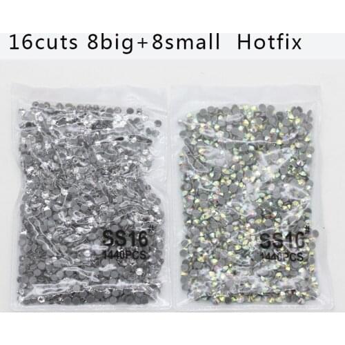 Super bright 16-facets ss16 ss20 ss30 Iron on Hotfix Crystal AB Rhinestone Flatback Hot Fix Glass stone DIY clothing Accessories