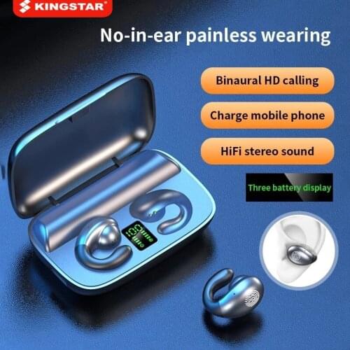 KINGSTAR TWS Wireless Bluetooth Earphone Headsets Conduction HIFI Stereo Soft Wearing Earphone 2200mAh Power Bank Sport Headsets