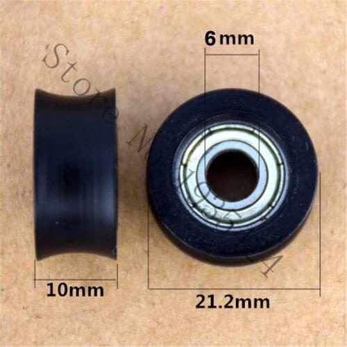 6*21.2*10mm U type groove pulley wheel concave round Nylon bag groove of the rubber note moving plastic doors and Windows