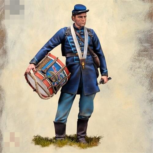 Infantry Regiment Drummer Resin Figure 1/24 Scale Model Figure Resin Kit Colorless Self-Assembled Toy