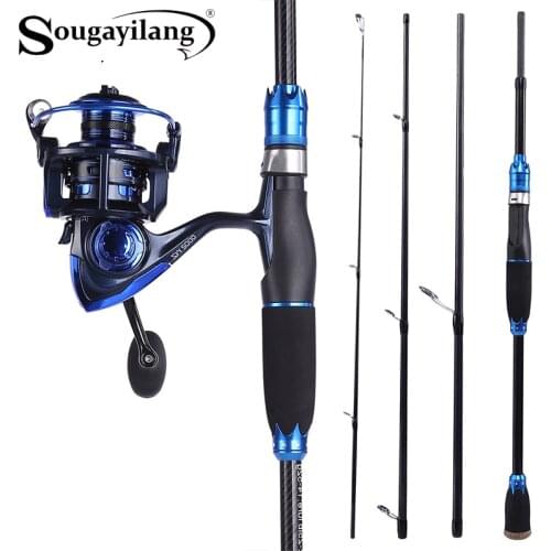 Sougayilang 1.8-2.1m Spinning Fishing Rod and Fishing Reel Combo Carbon Lure Rod and Casting Reel with Spare Coil Set
