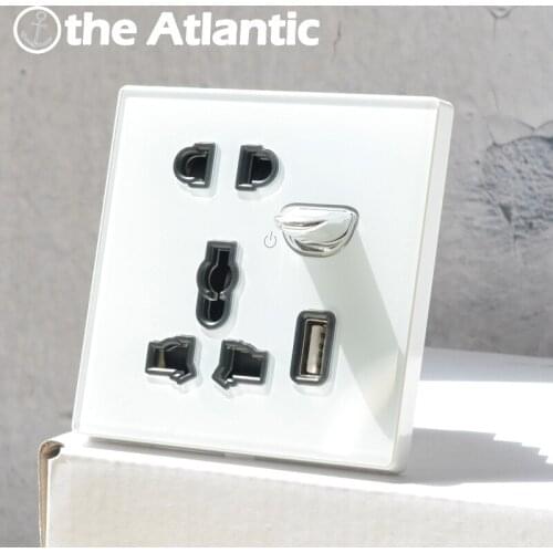 2 3Pin Universal Plug Power Socket With USB Charger Wall Outlet White Glass Socket With LED For UK EU French 13A Socket Outlet