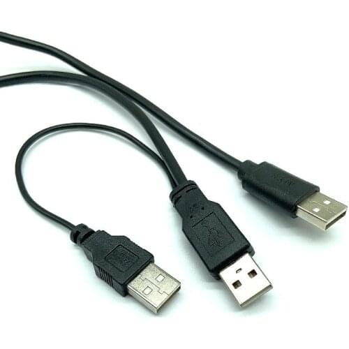 USB 2.0 Type A Male to Dual USB A Male Y Splitter Cable Cord Black 70cm For Mobile Hard Disk Drive HDD