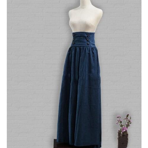 2020 New Elegant Medieval Adult Woman Solid Skirt Hight Middle Waist Age Renaissance Costumes Vintage Swing Pleated Skirts