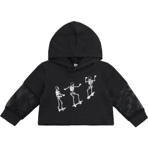 Ma&Baby 2-7Y Toddler Kid Boys Girls Halloween Costume Long Sleeve Hooded Sweatshirts Skeleton Print Tops Autumn Outfits DD40