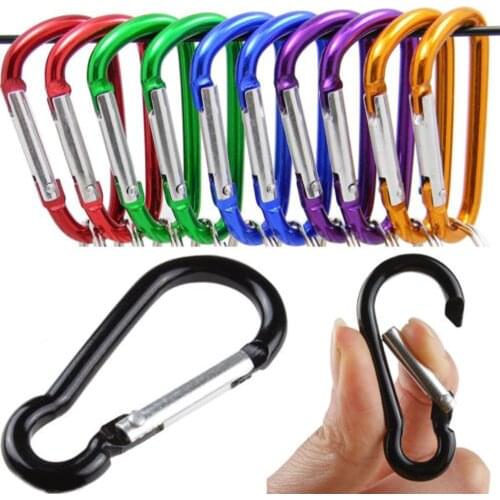 10pcs Climbing Safety Buckles D-Ring Lock Hook Carabiner Keychains Accessories