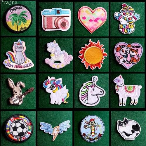 2Pcs Cartoon Cute Animal Applique Iron On Patches On Clothes Unicorn Patch Embroidered Patches For Kids Clothing Stickers Badges