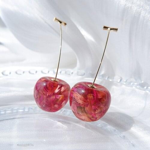 2020 Aesthetic Cherry Drop Earrings Piercing серьги Korean Earrings Fashion Earings for Women