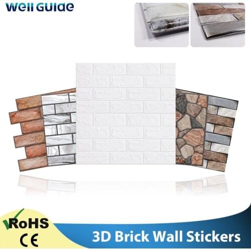 3D Wall Stickers Brick stone pattern Self-Adhesive Wall paper Waterproof DIY 70*77cm 3D Marble Brick Wall Papers for Kids Room