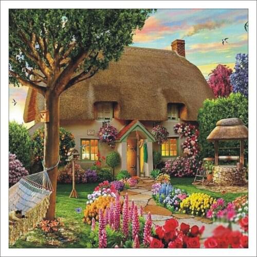 5D diamond painting, DIY mosaic image, rhinestone puzzle, cartoon house, mother gift T163