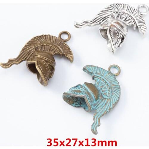 7 pieces of retro metal zinc alloy helmet pendant for DIY handmade jewelry necklace making 7450