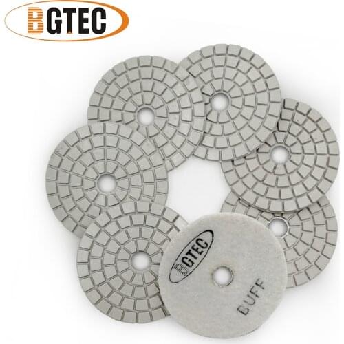 BGTEC 4inch 7pcs #BUFF Professional wet diamond flexible polishing pads 100mm granite, marble, ceramic sanding disc