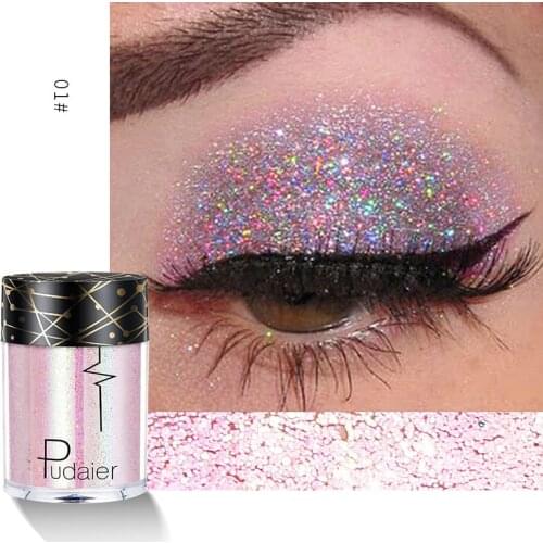Pudaier Shiny Eye Liner Pen Metallic Diamond Eyeshadow Palette Long lasting Shimmer Pigmented Liquid Eyeshadow Cosmetic