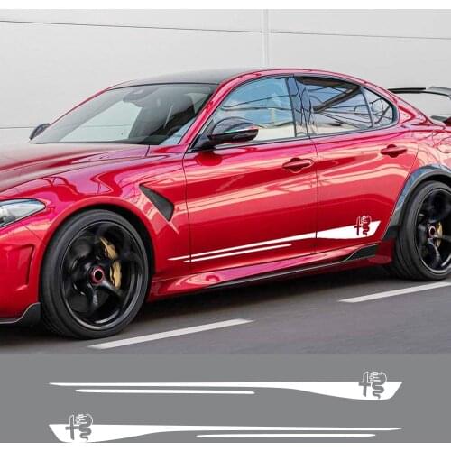 2PCS Car Door Side Stickers For Alfa Romeo Giulietta MITO 4C 159 147 156 GT Giulia Stelvio Auto Tuning Accessories Vinyl Decal
