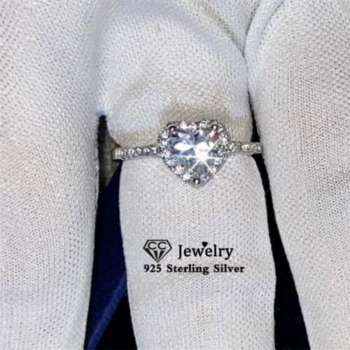 CC Wedding Rings For Women 925 Silver Bridal Engagement Ring Red Heart Cubic Zirconia Elegant Luxury Bijoux Drop Shipping CC829