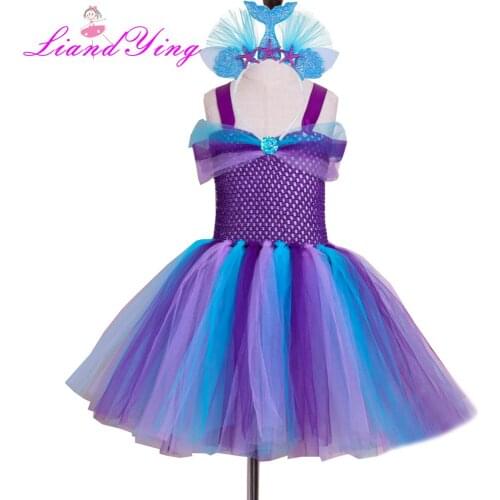 Baby Girl Mermaid Dress Tutu Prom Gown Party Dresses Girl Costume Kids Cosplay Birthday Party Outfits 2-12T Clothing