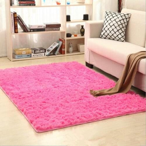 Long Hair Solid Carpet Shaggy Faux Fur Area Rugs Anti-Slip Carpets for Living Room Bedroom Hotel Rectangle Carpet Home textile