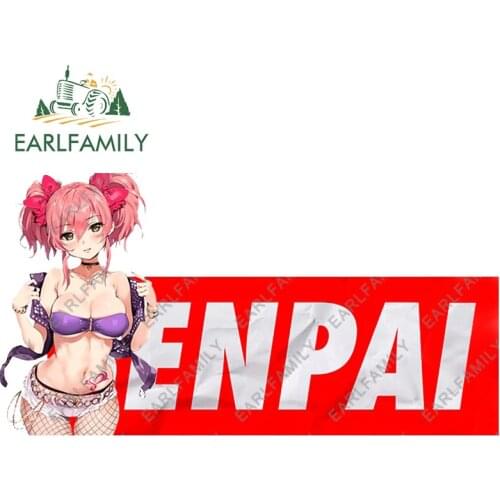EARLFAMILY 13cm x 6.9cm for Senpai Sexy Waifu Vinyl Car Stickers Anime Decal Campervan Motorcycle Funny Surfboard Sticker Decor