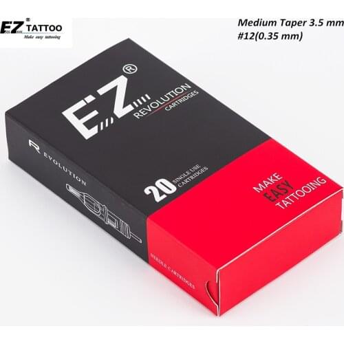 EZ Revolution Cartridge Tattoo Needles Curved Magnum Medium Taper #12 (0.35 MM) for Rotary Machine Grips 20PCS/Box