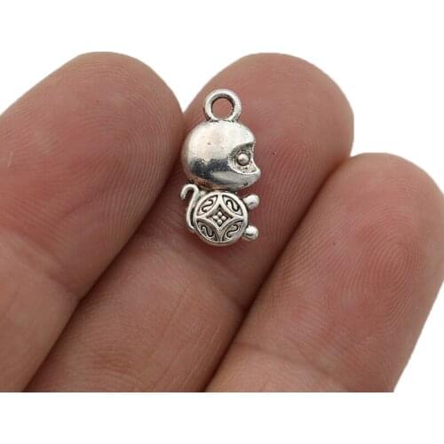 JAKONGO Silver Plated Monkey Charms Pendants for Jewelry Making Bracelet DIY Accessories 16x8mm 20pcs
