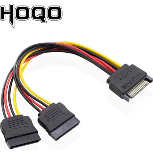 Sata Splitter Y cable 1 to 2 extension Cord SATA II hard disk Sata Power Cable Male to 2 Female Cabo 15pin