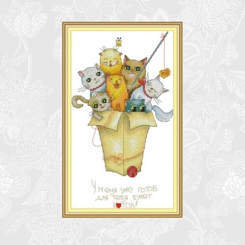 Joy sunday Photo of the cats Printed on Canvas Embroidery DIY Handmade Accessories Needlework Aida Cross Stitch kits