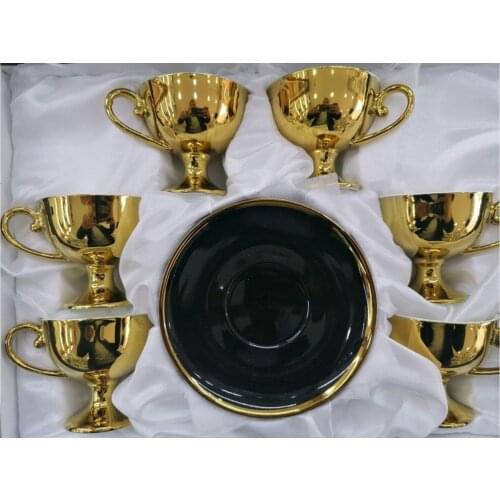 12 pieces black gold coffee cup set design cup white gold coffee cup tea cup for 6 person Gorgeous Coffee Cup Victoria Series