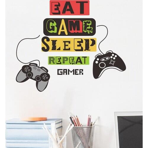 Creative Gamer Vinyl Wall Stickers Gamepad Wallpaper for Kids Boys Room Game Room Decoration Sticker Murals Decal Home Decor