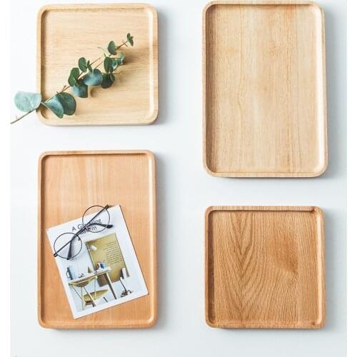 Creative Japanese-style Simple Solid Wood Series Rubber Wood Pallet Breakfast Tray Disc Square Fruit Plate Tray
