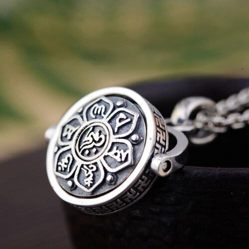 FNJ 925 Silver Buddha Pendant Bring Good Luck Round 100% Pure S925 Original Thai Silver Pendants for Women Men Jewelry Making