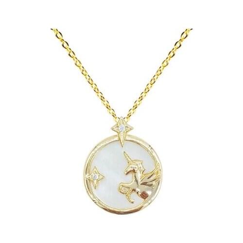 Real 925 Sterling Silver Hot Fine Jewelry Horse Natural Mother Of Pearl Pendant With Necklace Women Gift