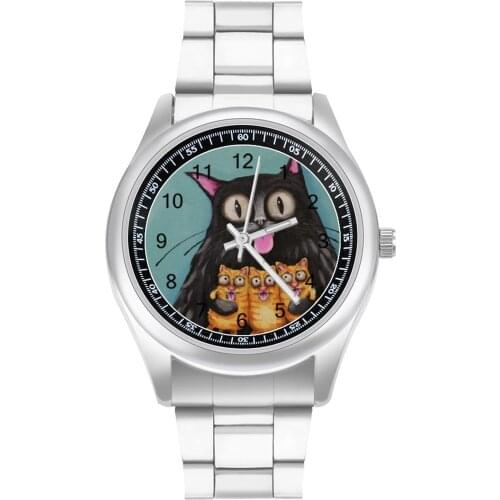 Black Cat Quartz Watch Stainless Design Wrist Watch Boy Business Beautiful Cheap Wristwatch