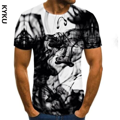 KYKU Ink style mens T-shirt 3D creative cloud graphic T-shirt summer casual tops fashion round neck shirt plus size streetwear