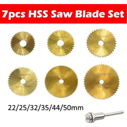 7pcs HSS Saw Blade Set Circular Saw Blades Metal Cutter Power Tool Set Wood Cutting Discs 22&25&32&35&44&50mm