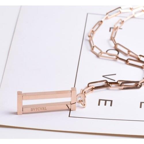 Titanium Steel Letter Necklace Rose Gold Long Sweater Chain Fasion Jewellery Accessories Christmas Gifts For The New Year