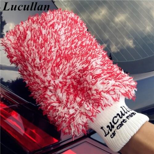 Lucullan Two Bucket Method Microfiber Gloves 3 Colors Premium Car WashMitt LARGE Size Special Customized For Car Washers