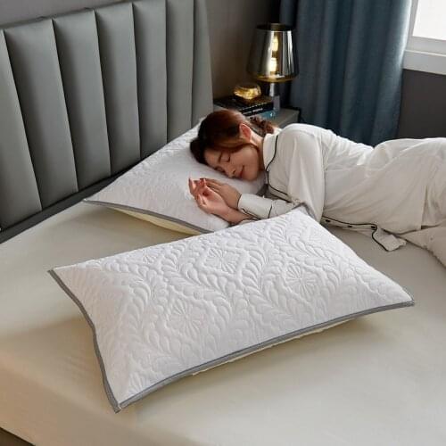 Simple Embrossed Quilted Pillow Case 48x74cm Soft Comfortable Sleeping Pillowcase Solid Color Home Decorative Pillow Cover